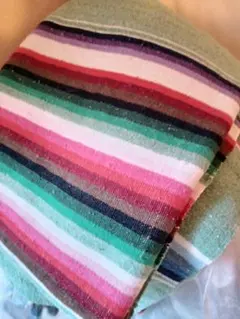 ヴィンテージ　ストライプ柄生地（多色）　メキシカン　ベッドカバー