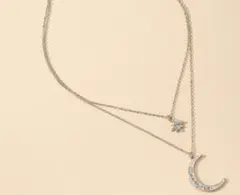 月と星のデザイン ネックレス シルバー ゴールド