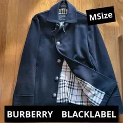 バーバリー　ブラックレーベル　ネイビー ウール ピーコート メンズ