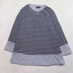 renoma ボーダー カットソー 七分袖 グレー