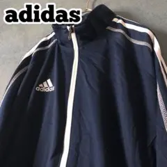【★adidas×ネイビー】M 刺繍ロゴ トラックジャケット ジャージ