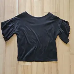 URBAN RESEARCH ROSSO フリル袖カットソー ブラックのサムネイル