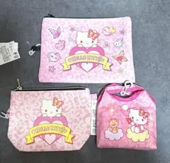 ★新品 3点セット ハローキティ ポーチ エコバッグ ピンク しまむら