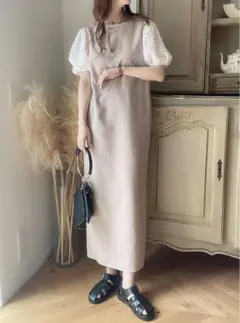 GRL キーネックジャンパースカート［dk968］ ベージュ