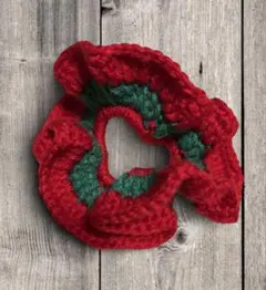 クリスマスカラー編み物シュシュ