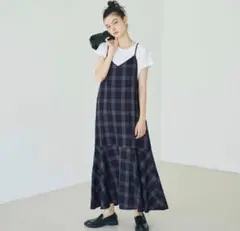 coca チェックキャミワンピース ネイビーのサムネイル