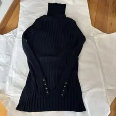 TOMMY HILFIGERネイビー リブ編み タートルネックセーター