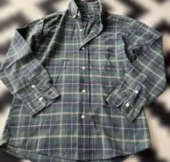 ラルフローレン　M 緑チェックシャツ　古着