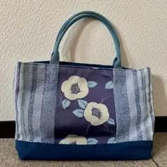 ハンドメイド花柄トートバッグ ファスナー、内ポケット付