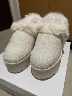 【新品】ROYAL PARTY フェイクムートンプラットフォームサンダル