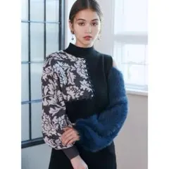 MURUA ショルダーフラワーシャギーニット