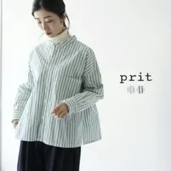 prit ストライプ スタンドカラービッグシャツのサムネイル