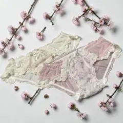 【新品】　XXL 大きいサイズ 2枚組 花柄 刺繍 レース フリル リボン 姫系