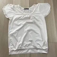 グリーンレーベルリラクシング 洗える♪ 華やかフリル袖カットソー オフホワイト