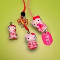 キティキャラクターグッズ　ストラップ　キーホルダー　チャーム お着物コスチューム