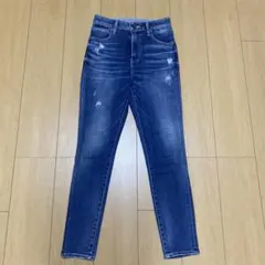 rienda ダメージ加工スキニーデニム ダークブルー
