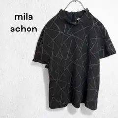 ミラショーン ハイネックニット トップス 刺繍デザイン ウール100％ 透け感