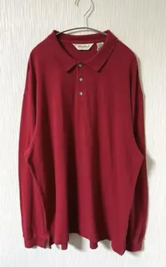 90-00s ヴィンテージ Eddie Bauer 長袖ポロシャツ レッド 美品