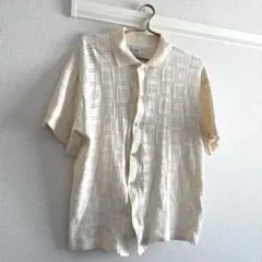 ZARA 半袖ニットシャツ　ホワイト