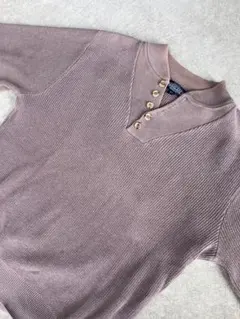 【USA製】90s ランズエンド コットンニット ヘンリーネック