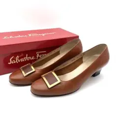 【希少】サルヴァトーレ フェラガモ ヴァラ パンプス ブラウン 23cm