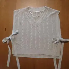 グレージュ Vネック サマーニットベスト