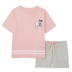 【 ユニクロ 】ディズニー ミッキー ルームウェア セット 半袖 ピンク グレー
