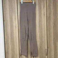 ブラウン リブ編み マタニティレギンス