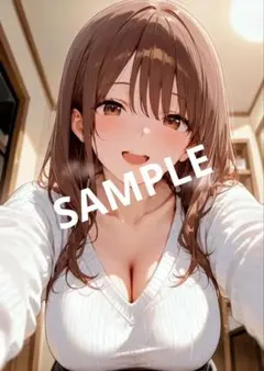 【美人美女】AIグラビア写真 白ニットコーデ❤︎美少女❤︎【L版サイズ】