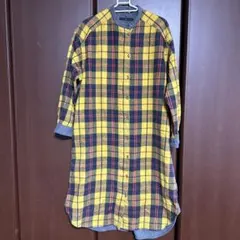 CHILD WOMANシャギーチェック×無地ドッキングワンピース