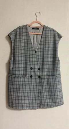 ダブルクローゼット　w closet チェック　ジレ　ベスト
