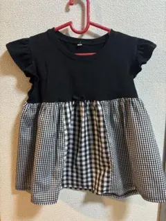 黒と白のギンガムチェックチュニック