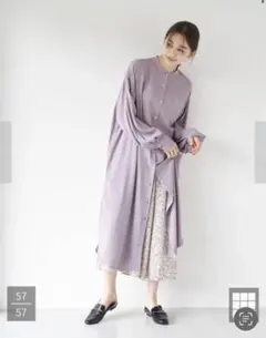 earthロングシャツ　シャツワンピース　マキシ丈ワンピース