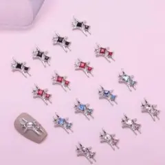 【2個入り】ネイルパーツ　デコパーツ　シルバー　キラキラ　星　スター　3D