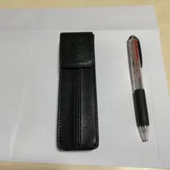 ブラック合成皮革ペンケース