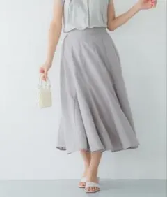 【匿名配送】タグ付き レディースフレアスカート グレー ウエストゴム