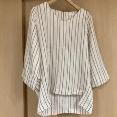 GLACIER グラシア ハニーズ ブラウス 七分袖 五分袖　ストライプ M
