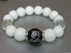 プロ野球 阪神タイガース 巨大天然石ブレスレットホワイトLサイズ-128B
