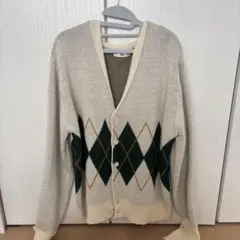 ダイヤモンド柄アイボリーセーター M