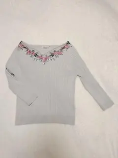 【美品】WILLSELECTION 花柄リブニット 五分袖セーターのサムネイル