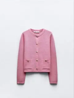 ⭐︎人気商品⭐︎ZARA ピンク ゴールドボタンニットカーディガン　ザラ　美品