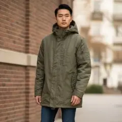 ナノユニバース 中綿ミリタリージャケット フード付き カーキ M 防寒 アウター