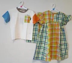 ★姉弟おそろいコーデ　BREEZE　チェック柄リンクコーデ　半袖　110　130