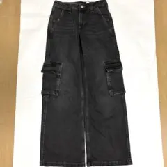 H&M ダークグレー ワイドレッグデニム