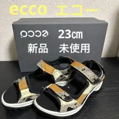 ecco 皮&パイソン　パッチワークサンダル　23㎝　新品未使用のサムネイル