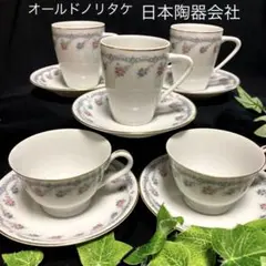 昭和レトロ　オールドノリタケ  日本陶器会社　金彩小花柄　カップ&ソーサー