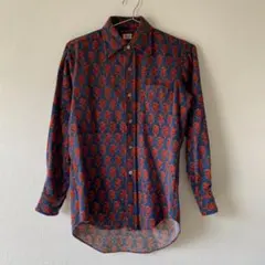 古着 vintage 柄シャツ 長袖シャツ ネイビー