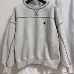 ClassicalElf Java 裏起毛 配色ステッチ ロゴスウェット グレー