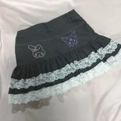 デニムフレアスカート マイメロ　クロミ　刺繍のサムネイル