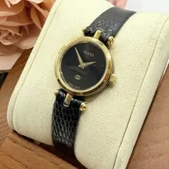 【稼働/新品電池】GUCCI シェリーライン 黒文字盤 ゴールド QZ 腕時計のサムネイル